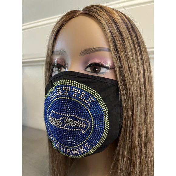 Seattle Seahawks Bling Face Mask Front Full Logo - Picture 9 of 11